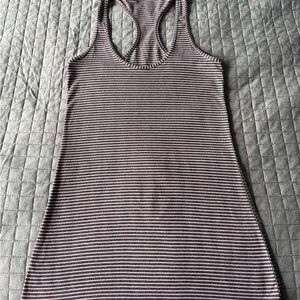 lululemon athletica size 4 Cool Striped Racerback Tank Top in Mauve and Grey